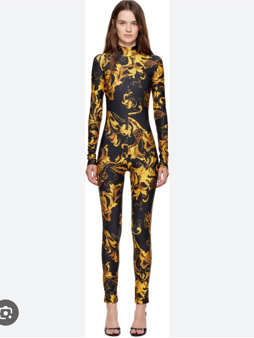 VERSACE JEANS COUTURE- Black and Gold Baroque Print Jumpsuit